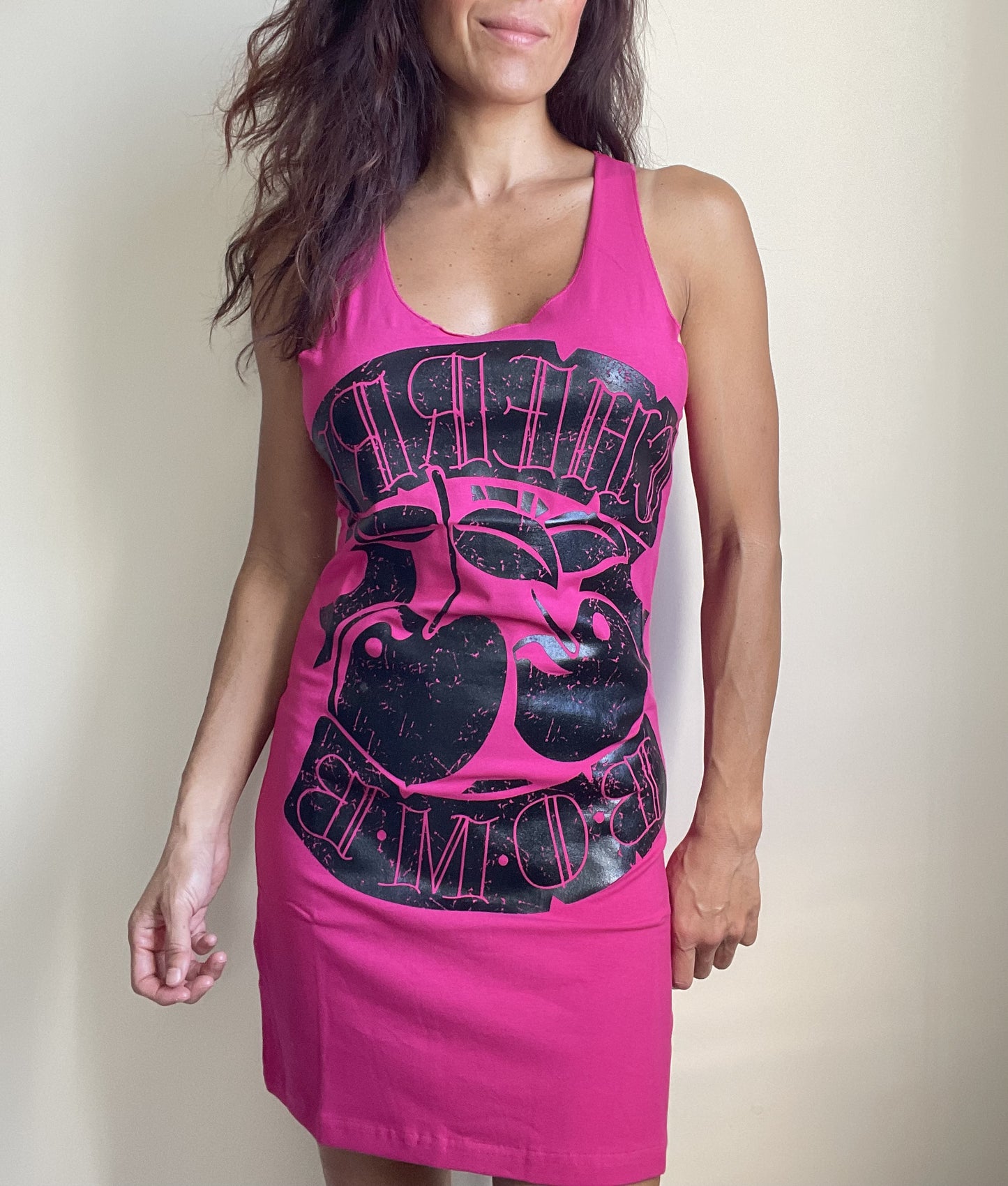 Vixxsin Clothing Hot Pink Cherry Bomb Mini Dress - Small
