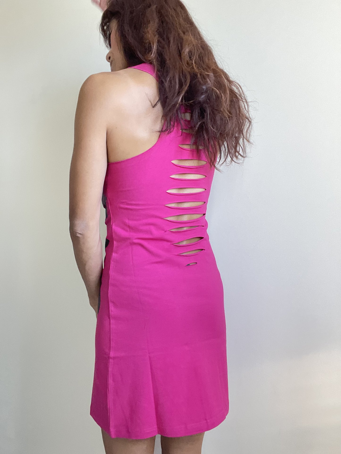 Vixxsin Clothing Hot Pink Cherry Bomb Mini Dress - Small