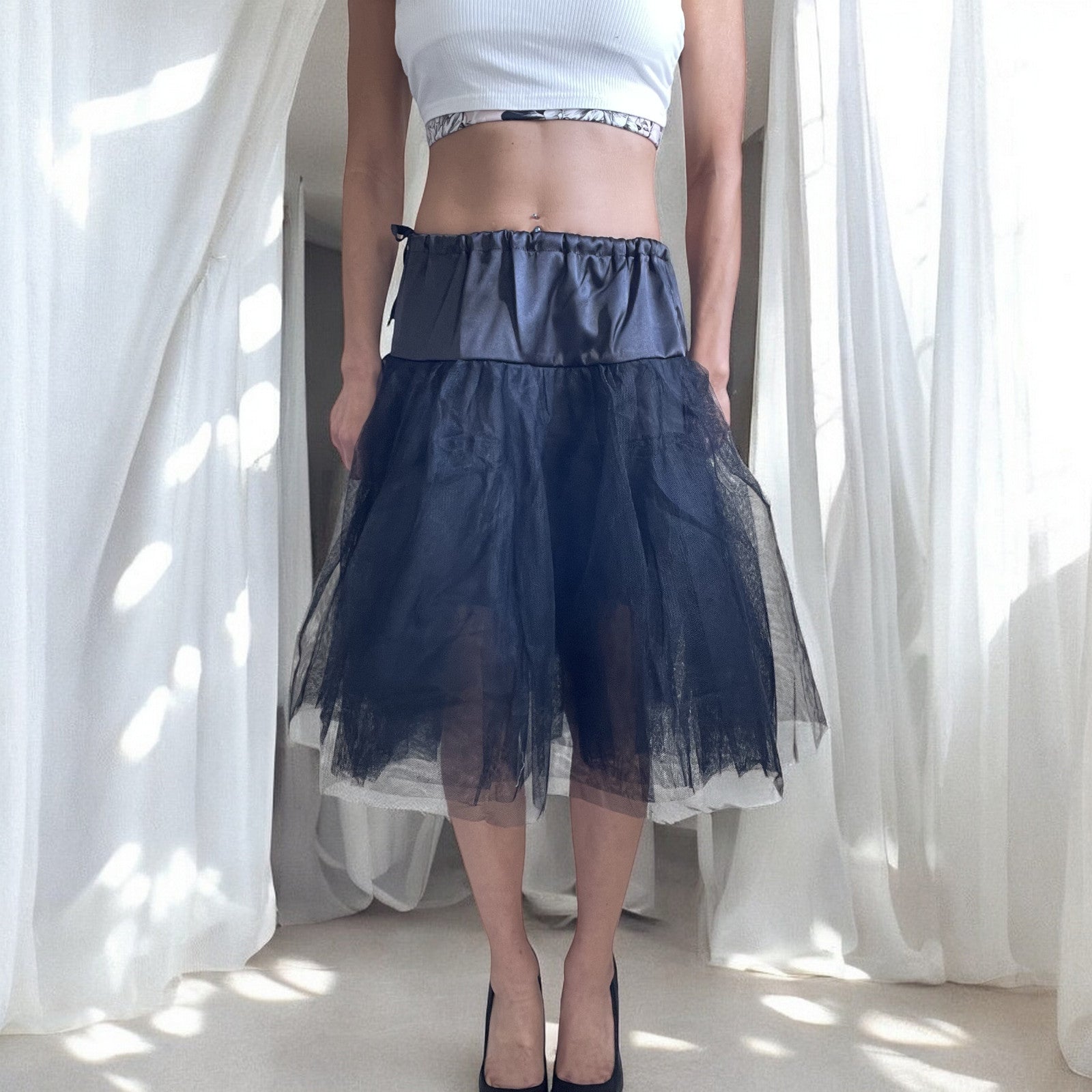 60's Square Dance Costume Black Petticoat Three layers underskirt - Skelapparel