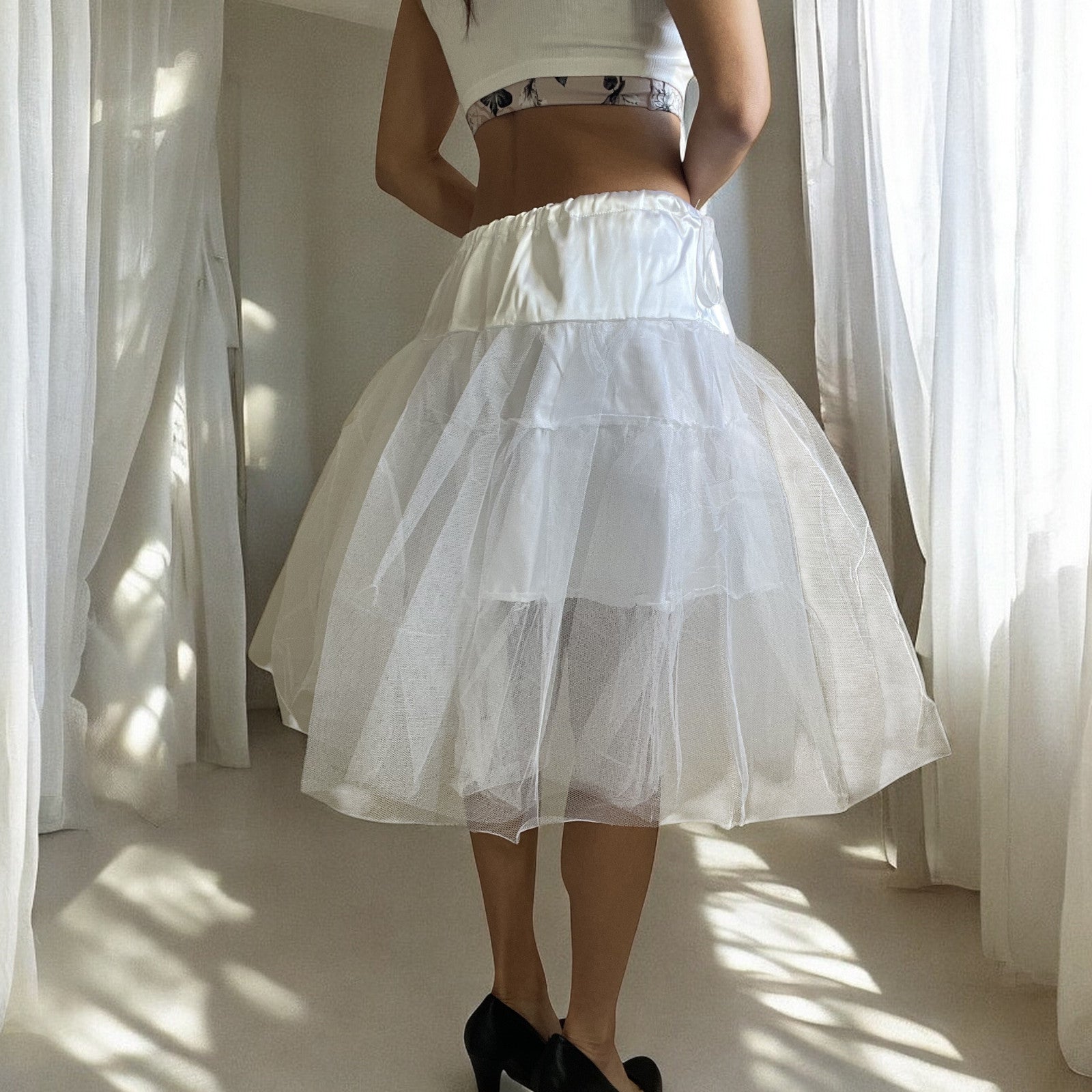 Viva Dance White Petticoat Three Layers Underskirt Pannier - Skelapparel