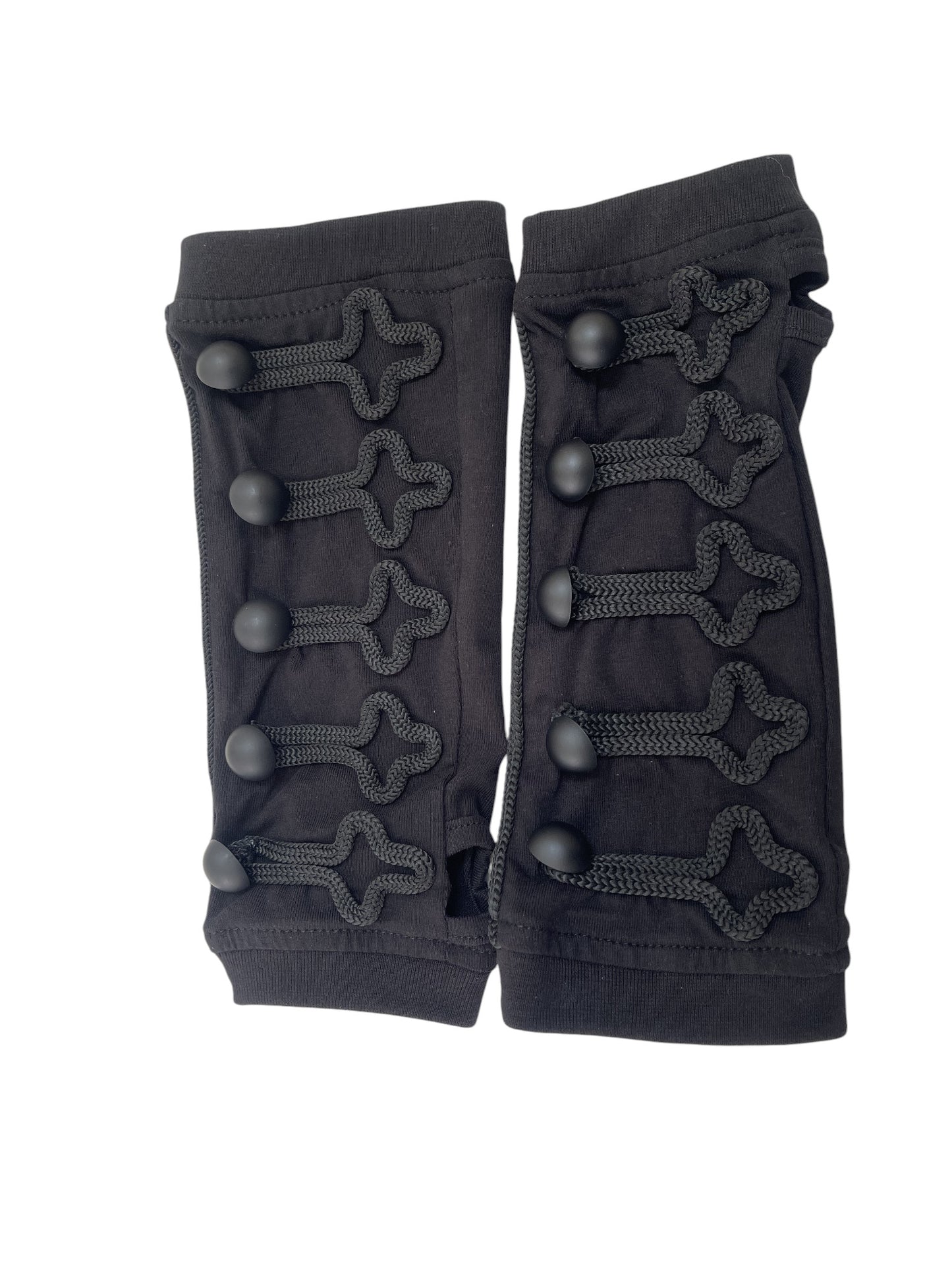 Poizen Industries Goth Punk Button Accent Black Armwarmers Sleeves - Xen