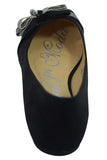 Accessories 7 Retro Pinup little Bow and Dazzling Beads Accent Black Suede Ballet Flats Shoes