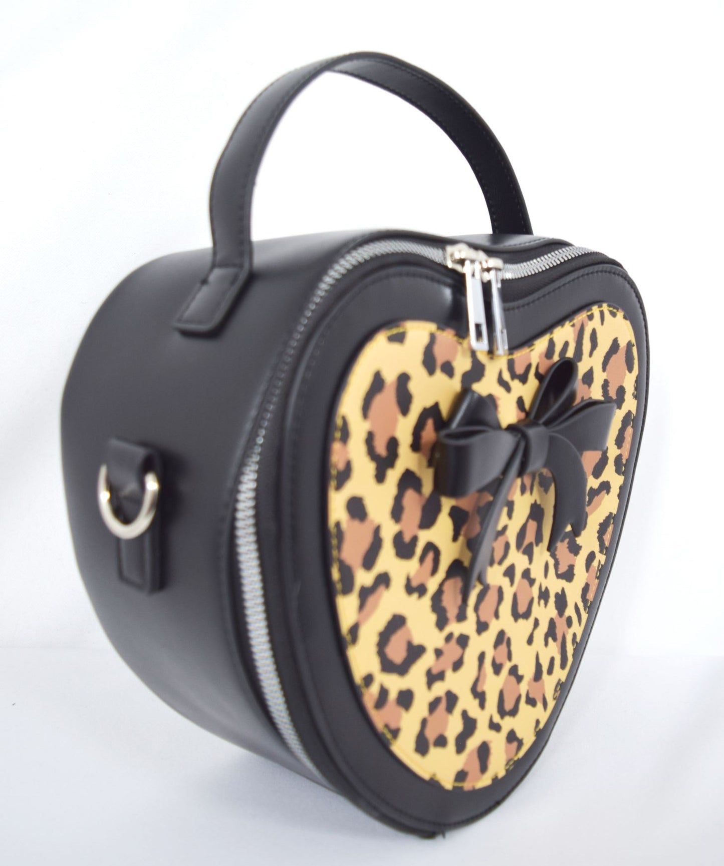 Accessories Dancing Days Retro 50s Rockabilly Heart Leopard and Black Small Handbag