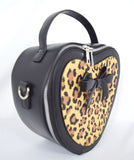 Accessories Dancing Days Retro 50s Rockabilly Heart Leopard and Black Small Handbag