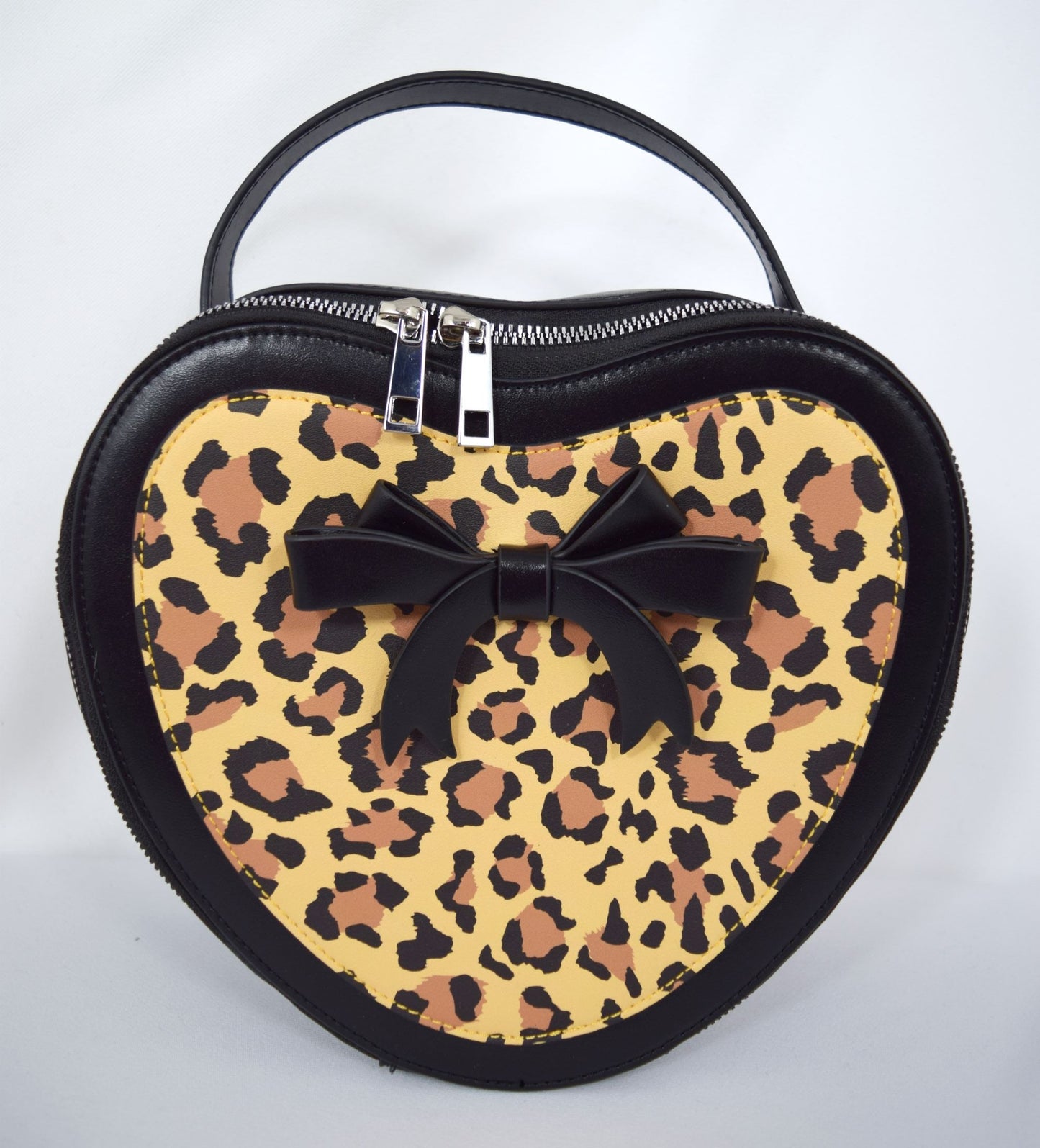 Accessories Dancing Days Retro 50s Rockabilly Heart Leopard and Black Small Handbag