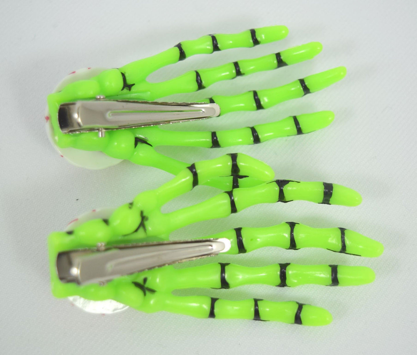 Accessories Goth Loli Spooky Cute Skeleton Hands with Zombie Horror eyes Hair Clip - set of 2