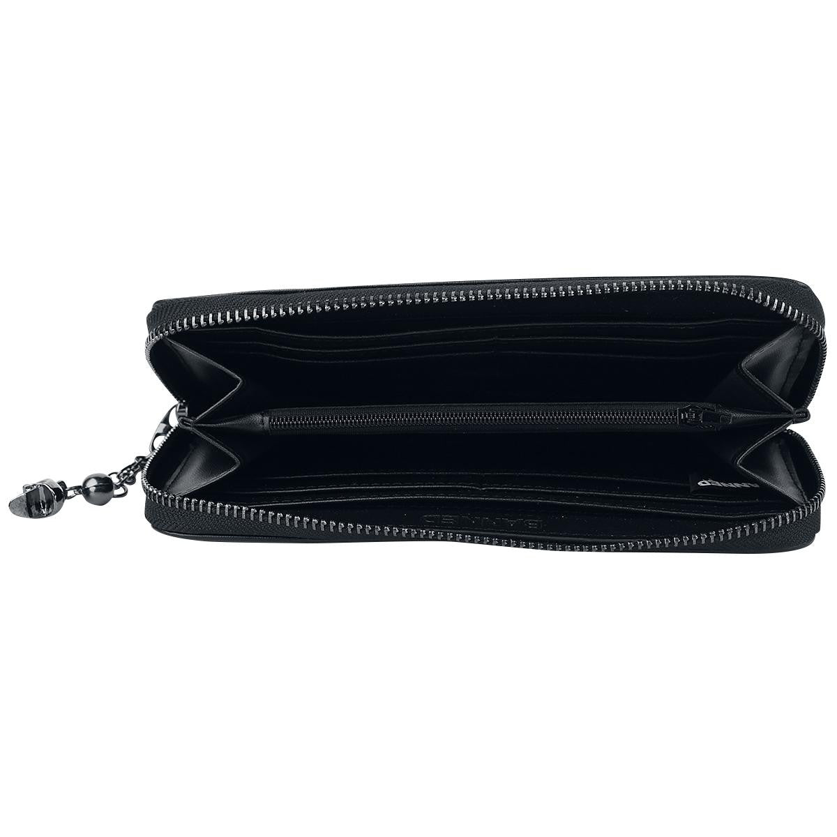 Accessories Black Goth Steampunk Flocked Ribcage Skeleton Cameo Zip Around Wallet