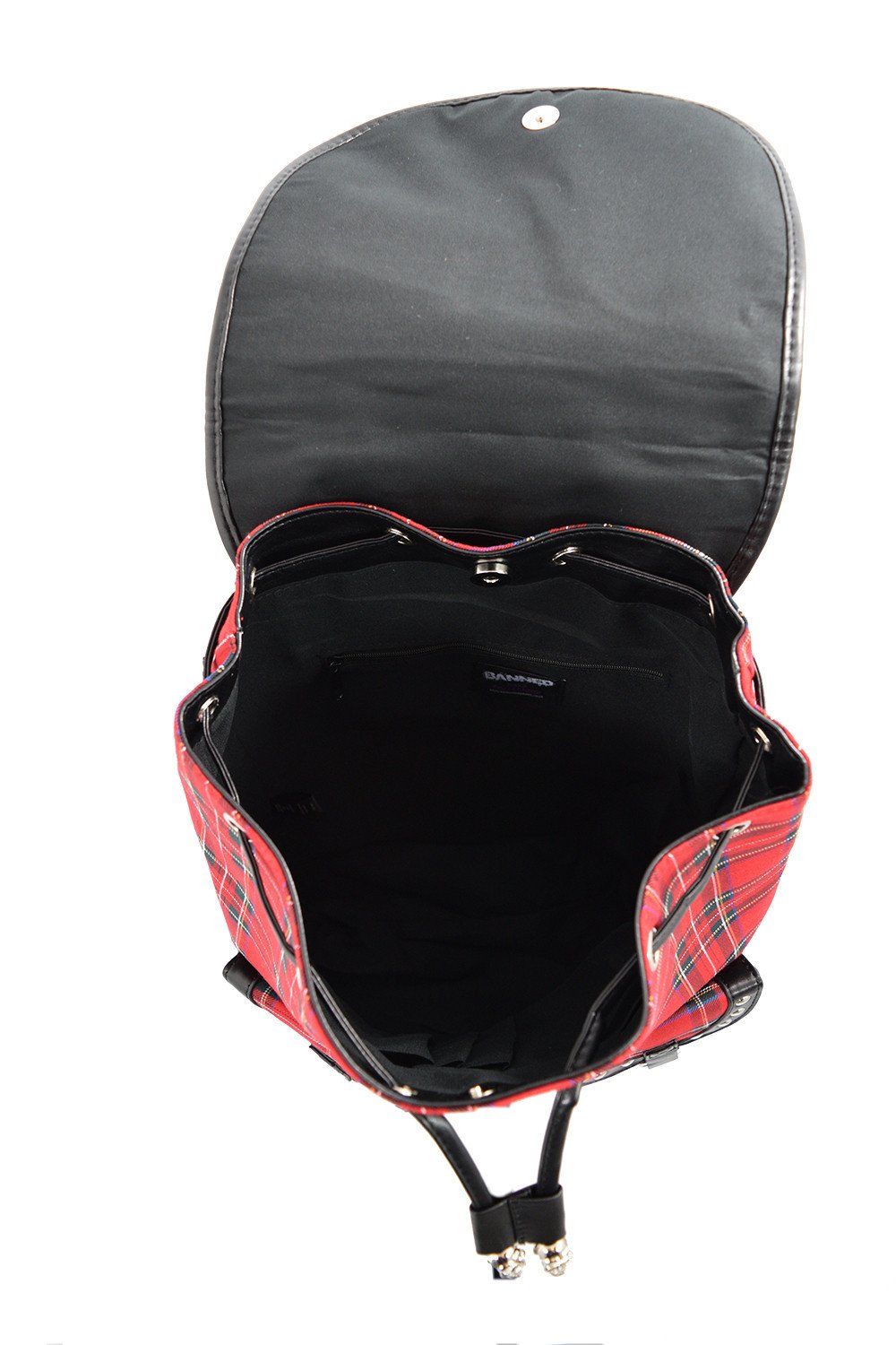 Accessories London Red Tartan Plaid Checked Drawstring Rucksack Backpack