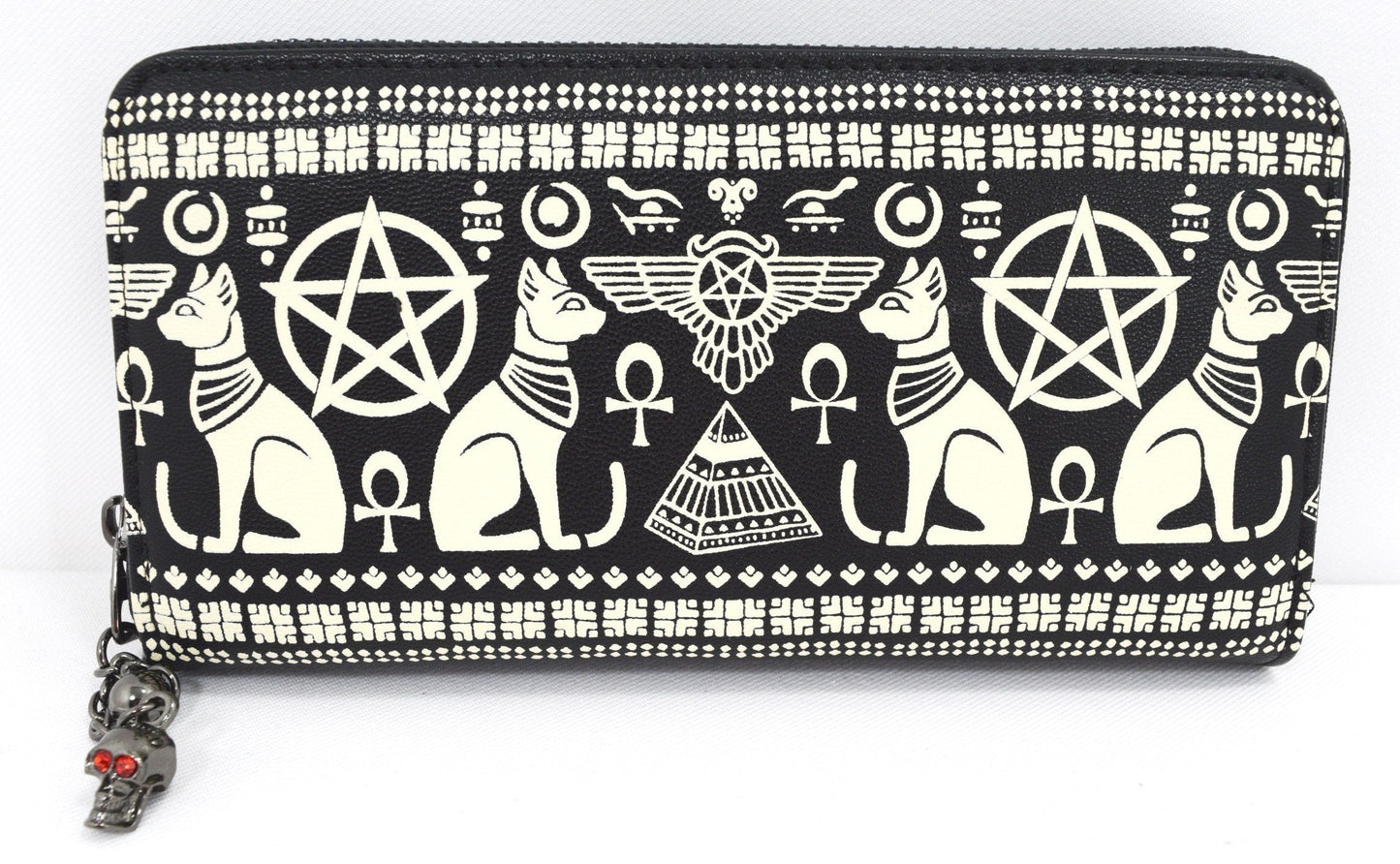 Accessories Lost Queen Anubis Gothic Egyptian Cat Pyramid Occult Goth Zip Around Wallet