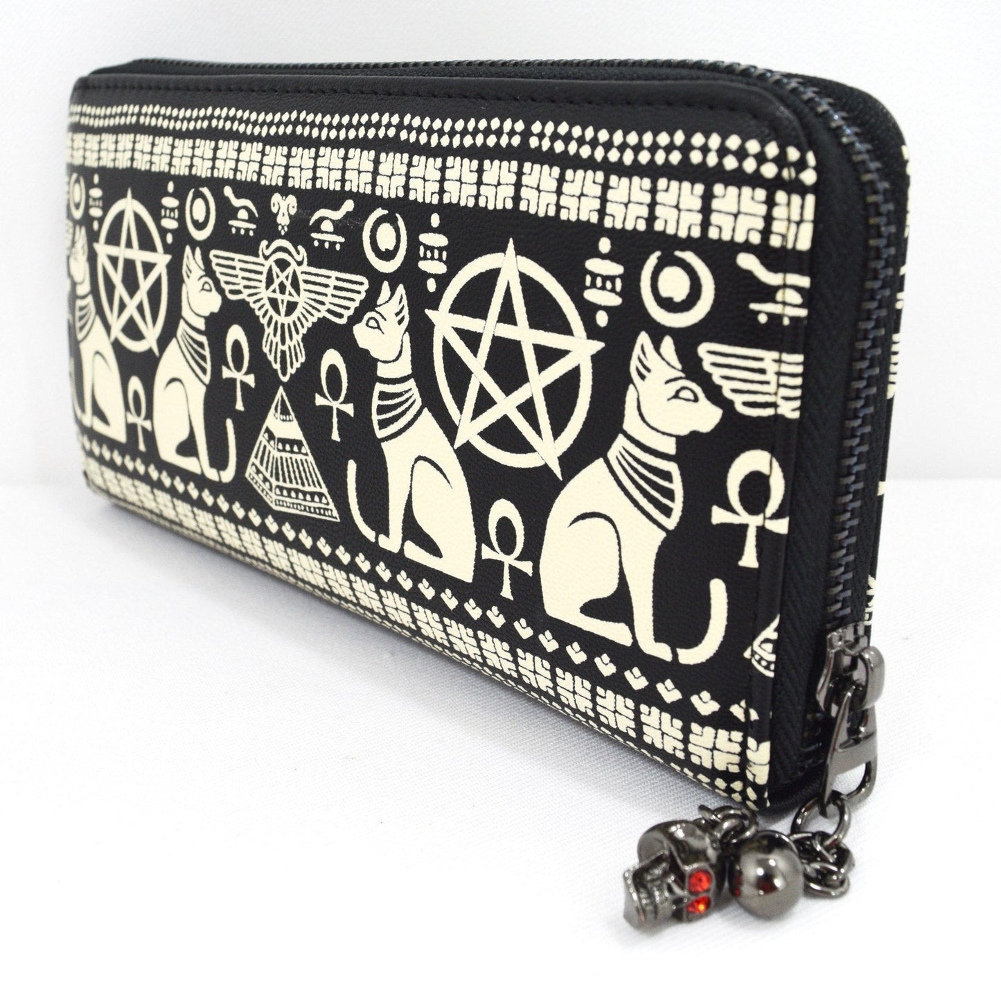 Accessories Lost Queen Anubis Gothic Egyptian Cat Pyramid Occult Goth Zip Around Wallet
