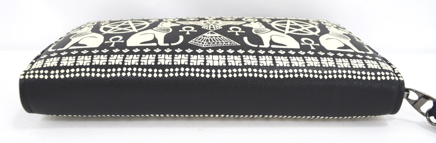 Accessories Lost Queen Anubis Gothic Egyptian Cat Pyramid Occult Goth Zip Around Wallet