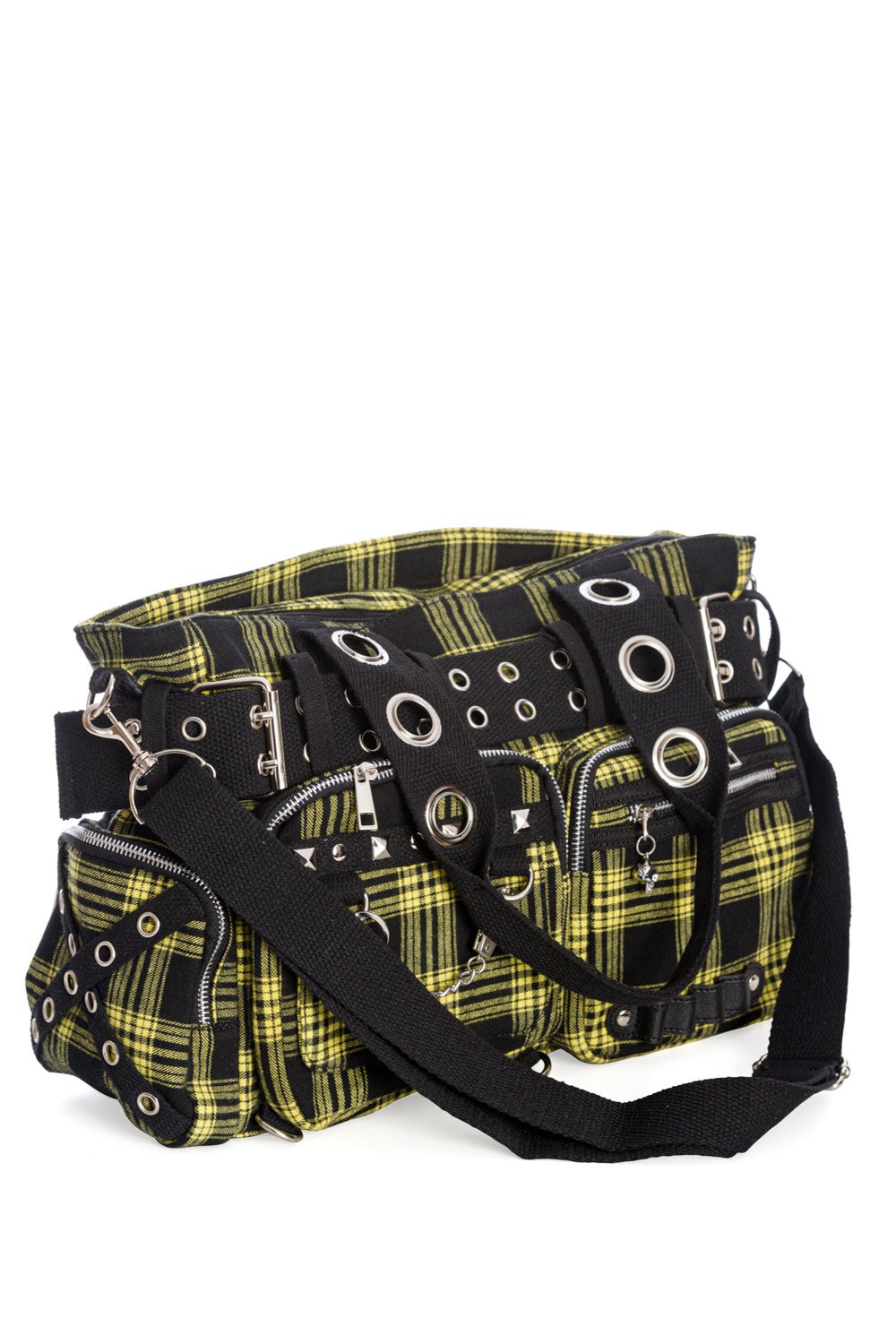 Accessories Lost Queen CAMDYN Plaid Handcuff Charm Handbag - Plaid Military Belt Purse