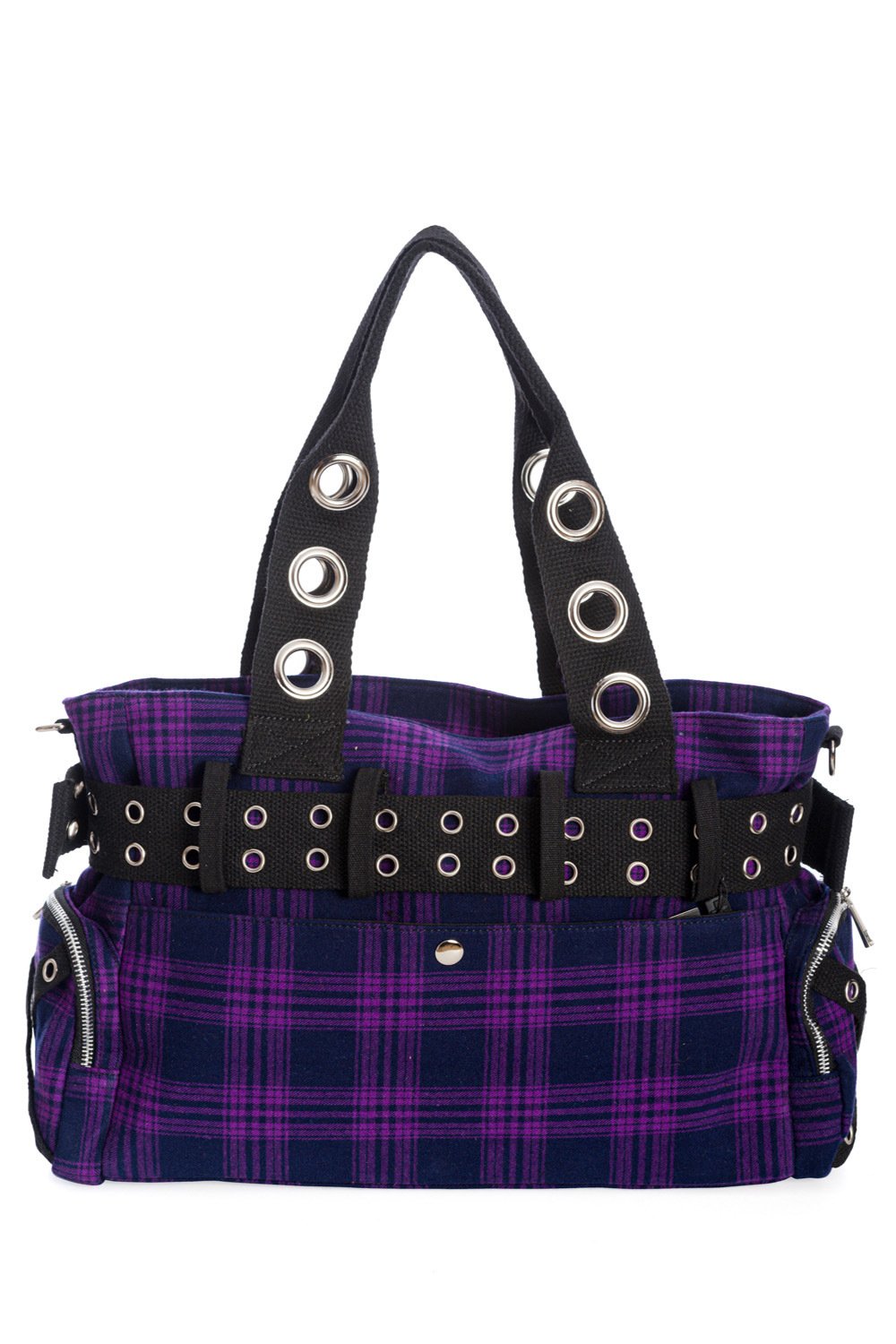 Accessories Lost Queen CAMDYN Plaid Handcuff Charm Handbag - Plaid Military Belt Purse