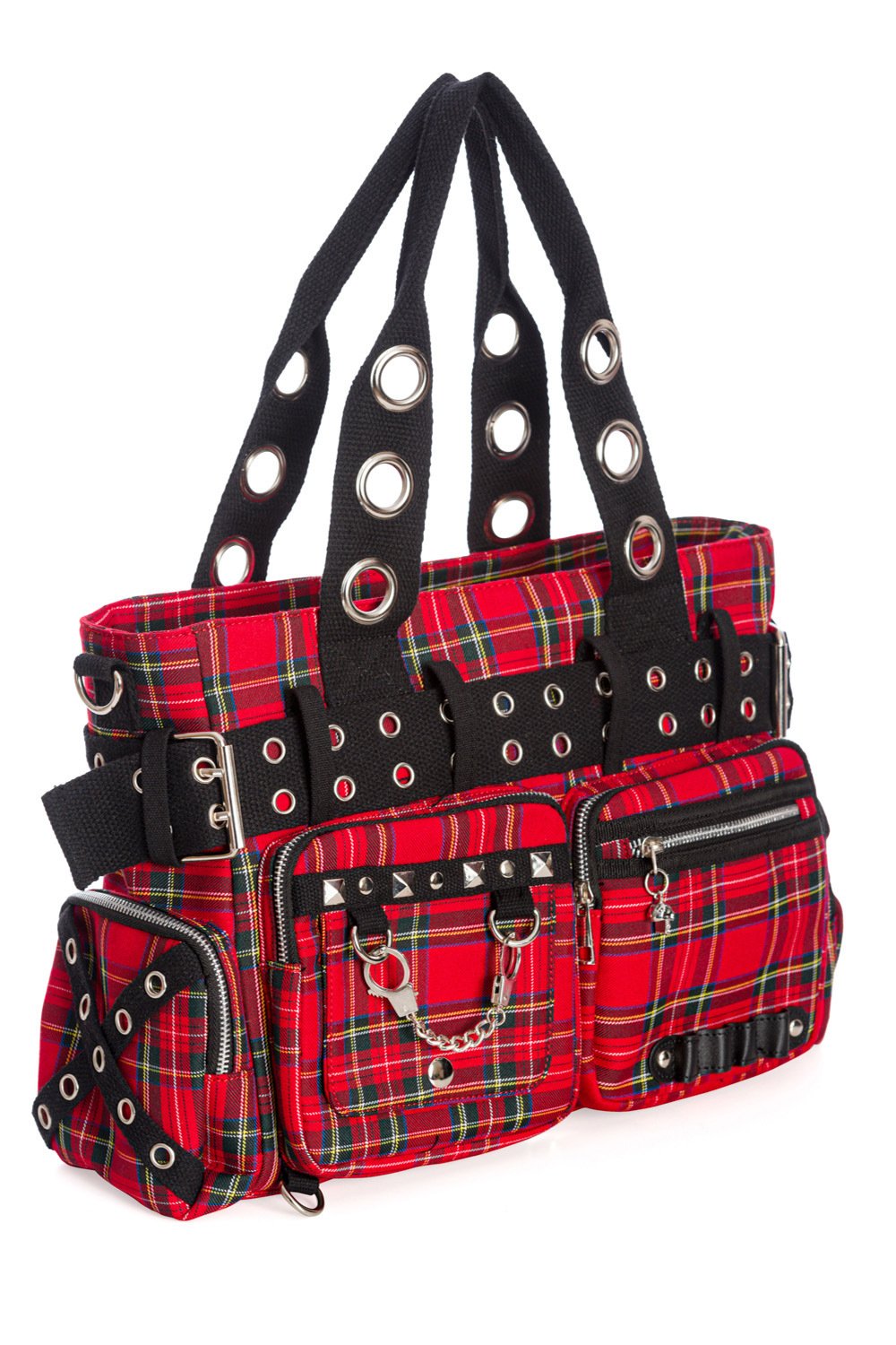 Accessories Lost Queen CAMDYN Plaid Handcuff Charm Handbag - Plaid Military Belt Purse