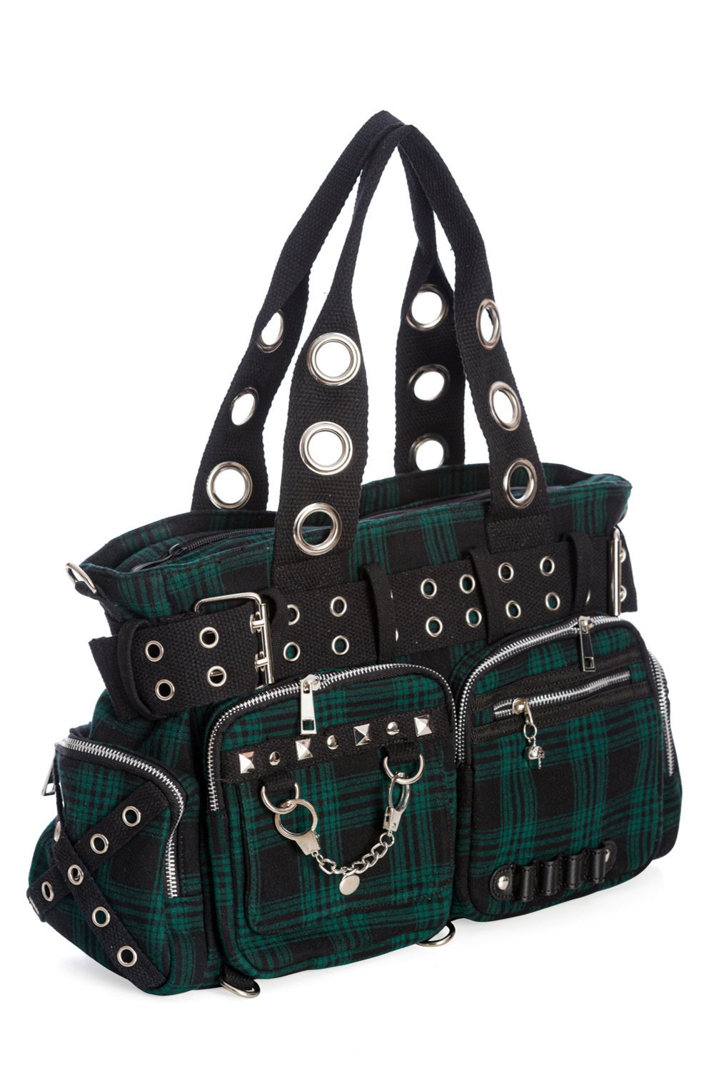 Accessories Lost Queen CAMDYN Plaid Handcuff Charm Handbag - Plaid Military Belt Purse