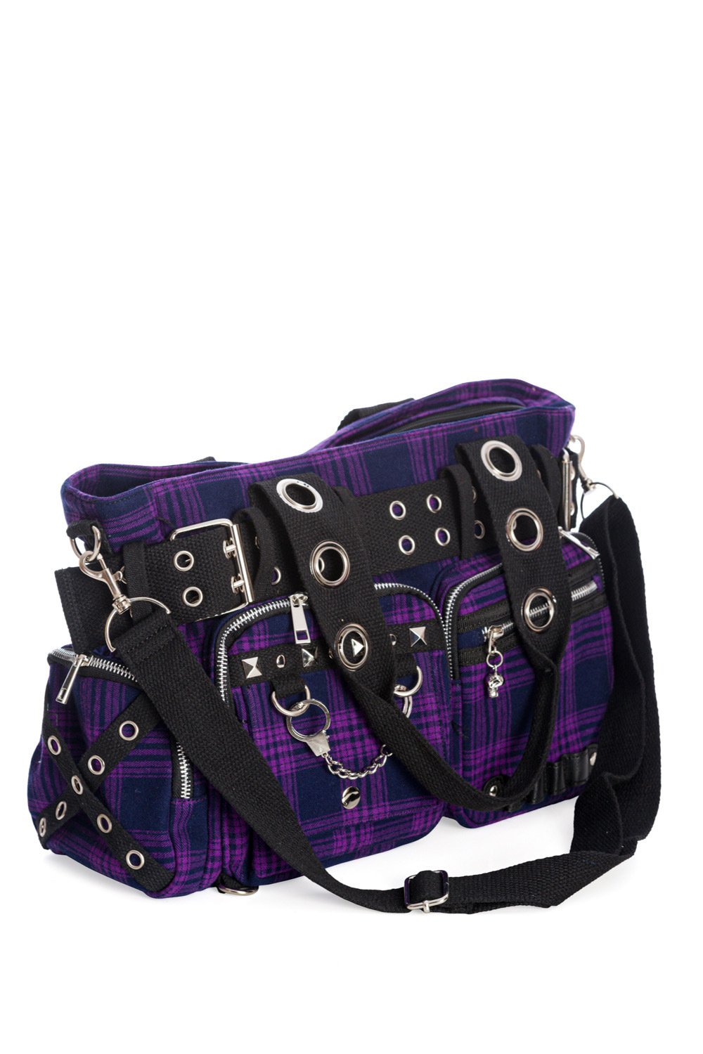 Accessories Lost Queen CAMDYN Plaid Handcuff Charm Handbag - Plaid Military Belt Purse