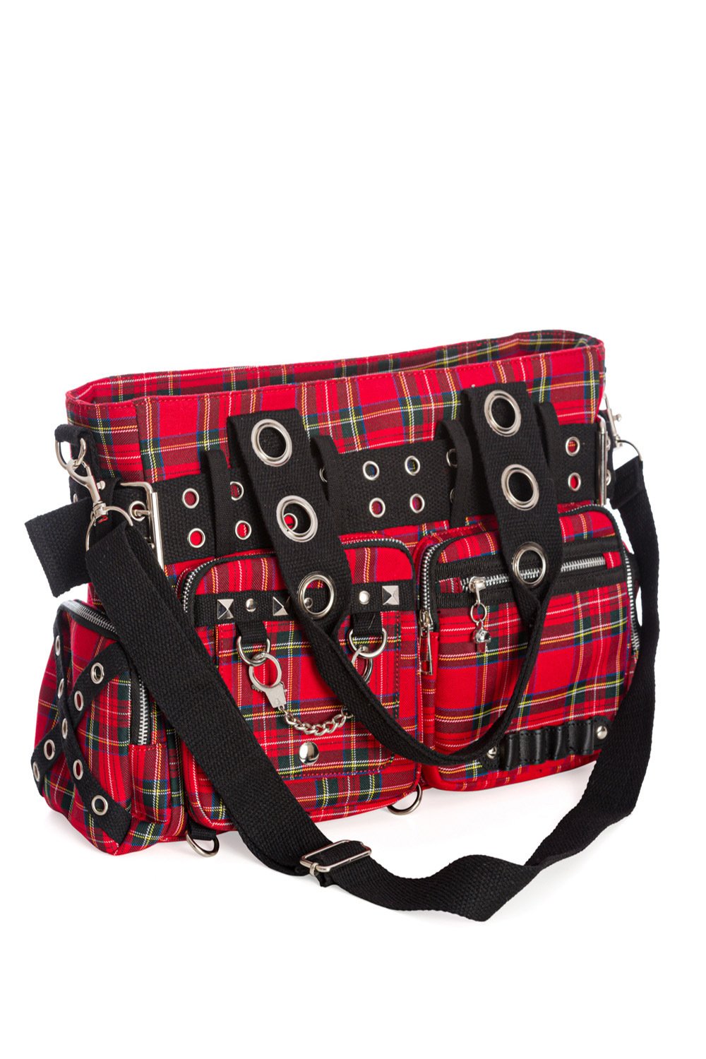 Accessories Lost Queen CAMDYN Plaid Handcuff Charm Handbag - Plaid Military Belt Purse