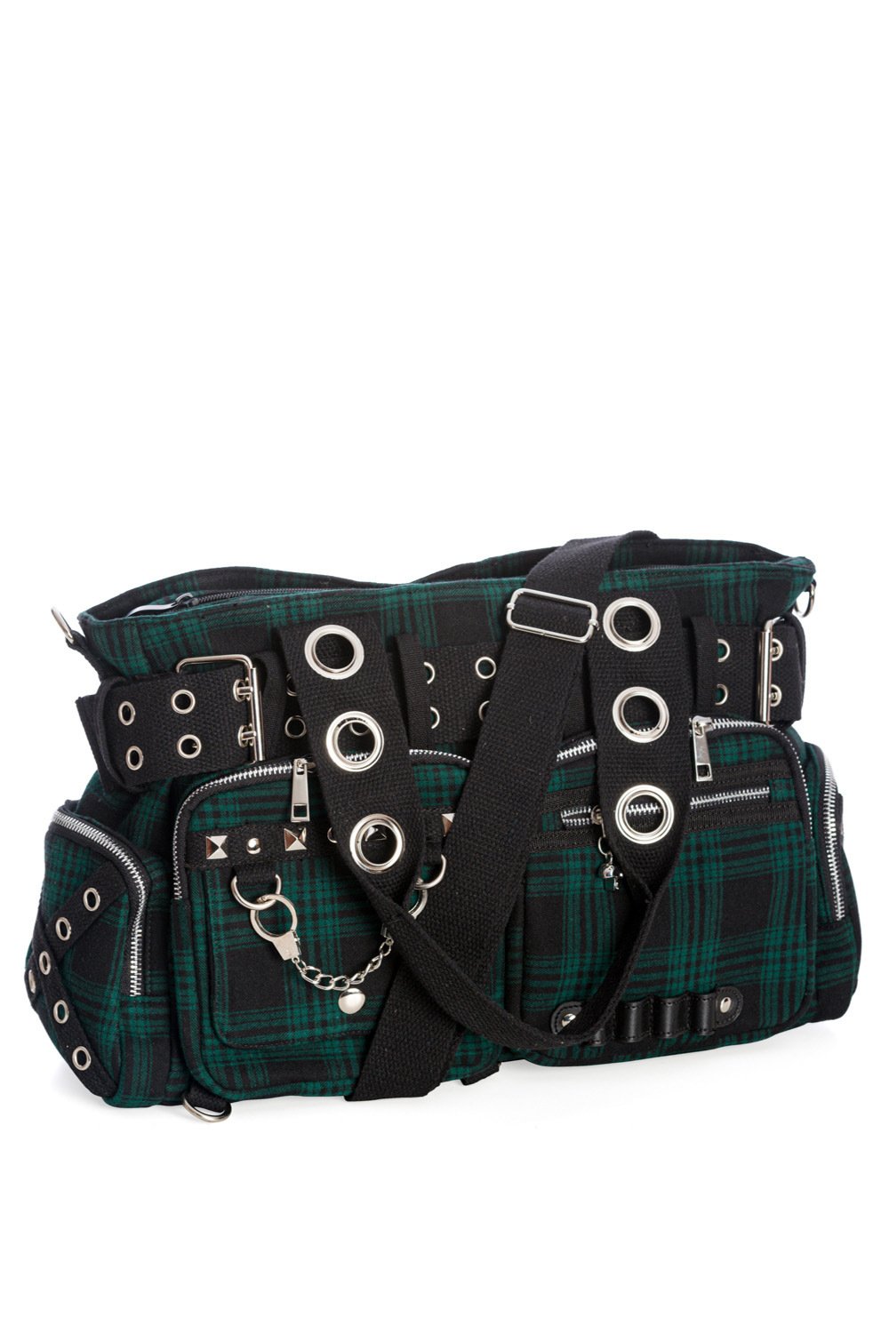 Accessories Lost Queen CAMDYN Plaid Handcuff Charm Handbag - Plaid Military Belt Purse