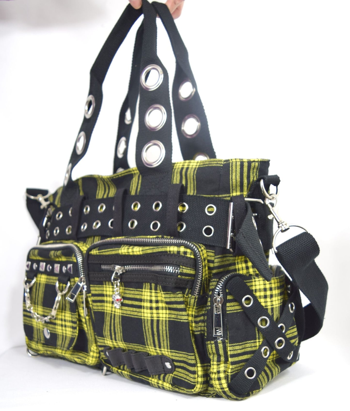 Accessories Lost Queen CAMDYN Plaid Handcuff Charm Handbag - Plaid Military Belt Purse