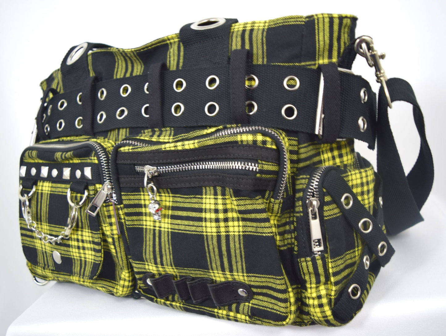 Accessories Lost Queen CAMDYN Plaid Handcuff Charm Handbag - Plaid Military Belt Purse