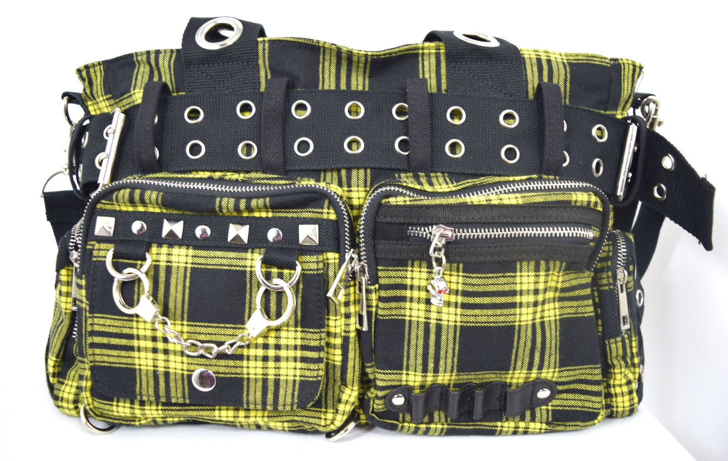 Accessories Lost Queen CAMDYN Plaid Handcuff Charm Handbag - Plaid Military Belt Purse