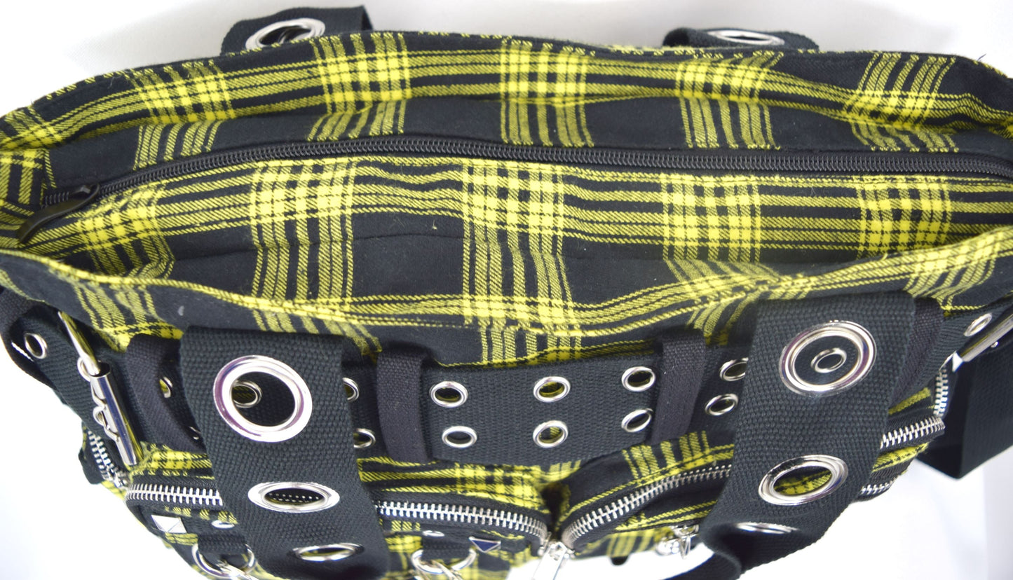 Accessories Lost Queen CAMDYN Plaid Handcuff Charm Handbag - Plaid Military Belt Purse