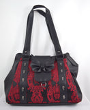 Accessories Red Lost Queen Gothic Beauty Lady Vamp Damask Flocking WIth Bat Bow Purse