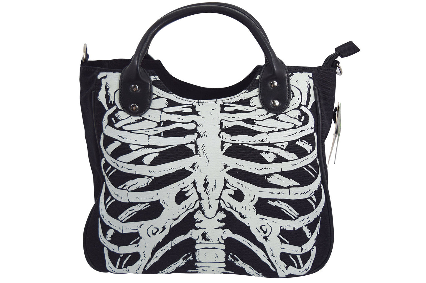 Accessories Black Lost Queen Gothic Emo Ribcage Skeleton Glow in the Dark Shoulder Bag