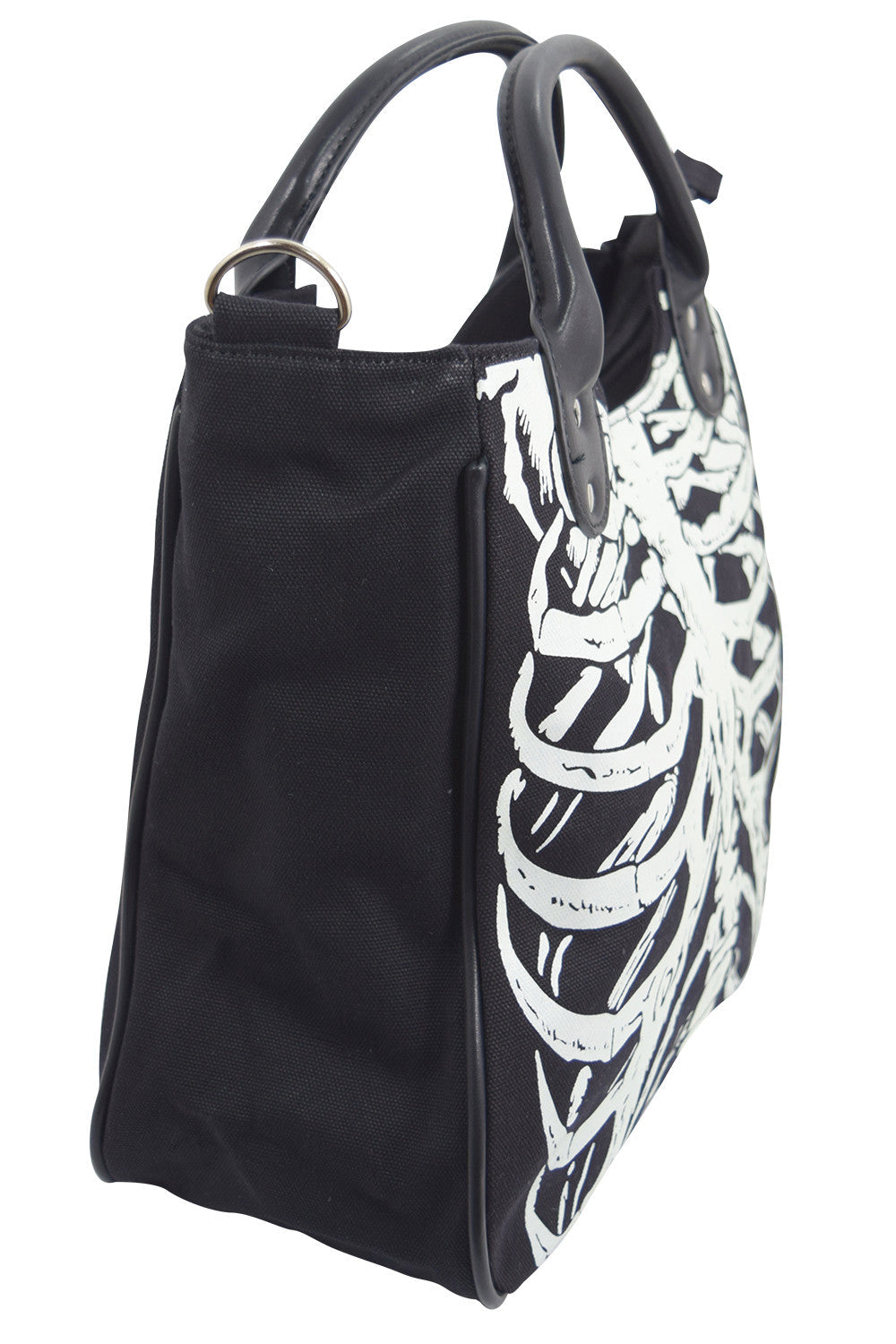 Accessories Black Lost Queen Gothic Emo Ribcage Skeleton Glow in the Dark Shoulder Bag