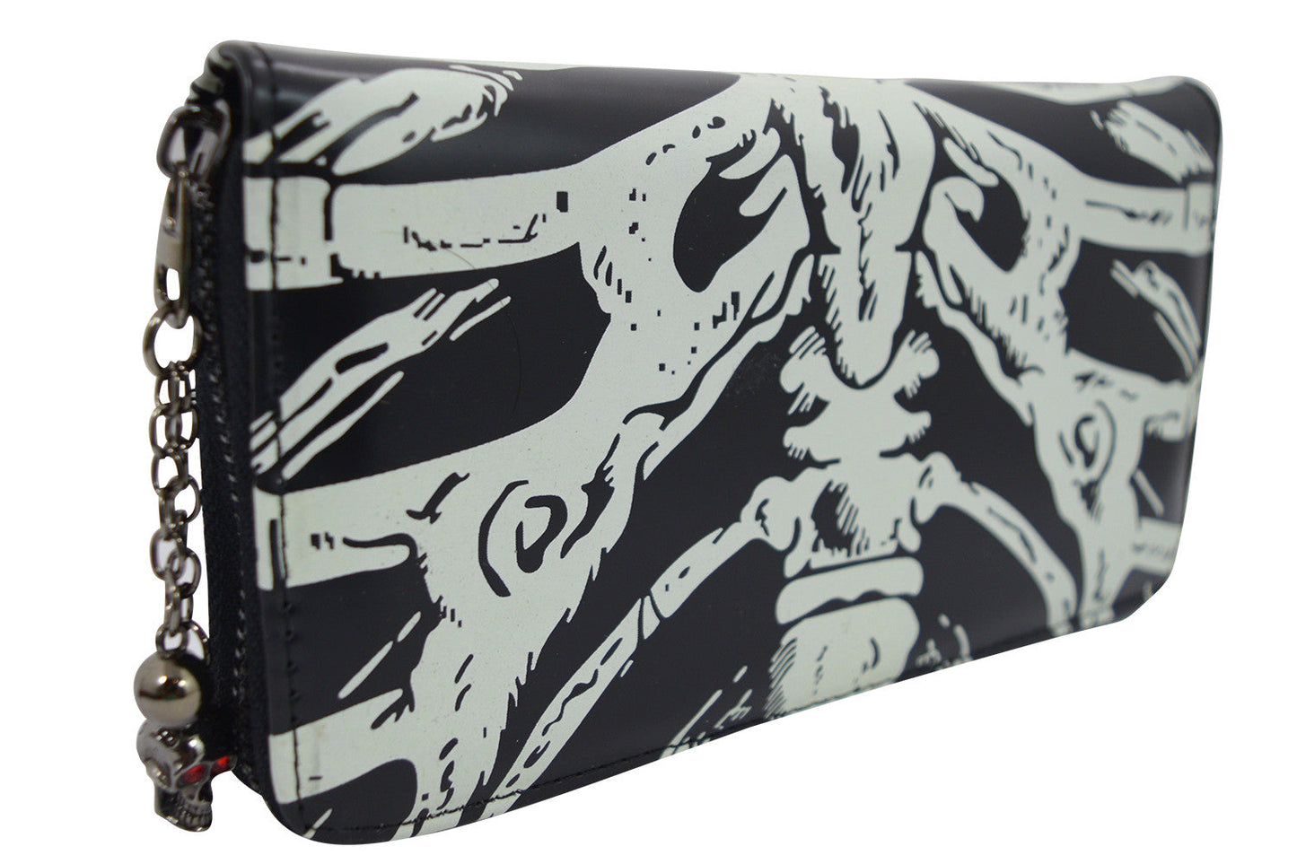 Accessories Lost Queen Gothic Skeleton Ribcage Glow in the Dark Zip Around Wallet