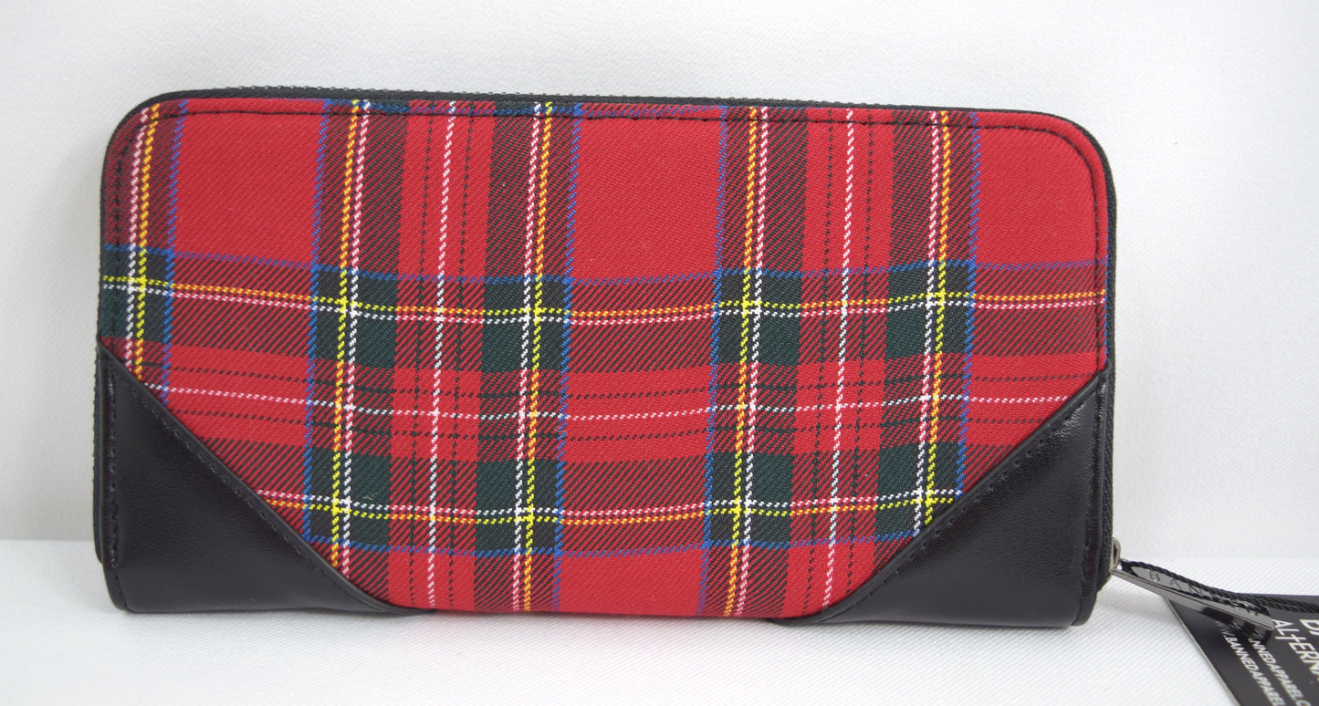 Accessories Lost Queen Punk Red Plaid Tartan With Zipper Accent Zip Around Wallet