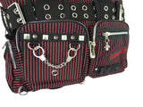 Accessories Lost Queen Striped Canvas Tote Bag with Handcuff Skull Charm