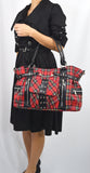 Accessories Red Red Tartan Plaid Punk Rock Purse with Handcuff Skull Charm