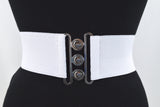 Accessories Vintage Silver Retro Clasp Elastic Wide Stretch Waist Belt