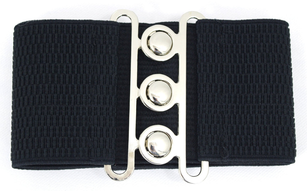 Accessories S / Black Vintage Silver Retro Clasp Elastic Wide Stretch Waist Belt