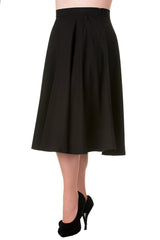 Bottoms 50's 60' Rockabilly Pin-up Black Pocket Swing Skirt