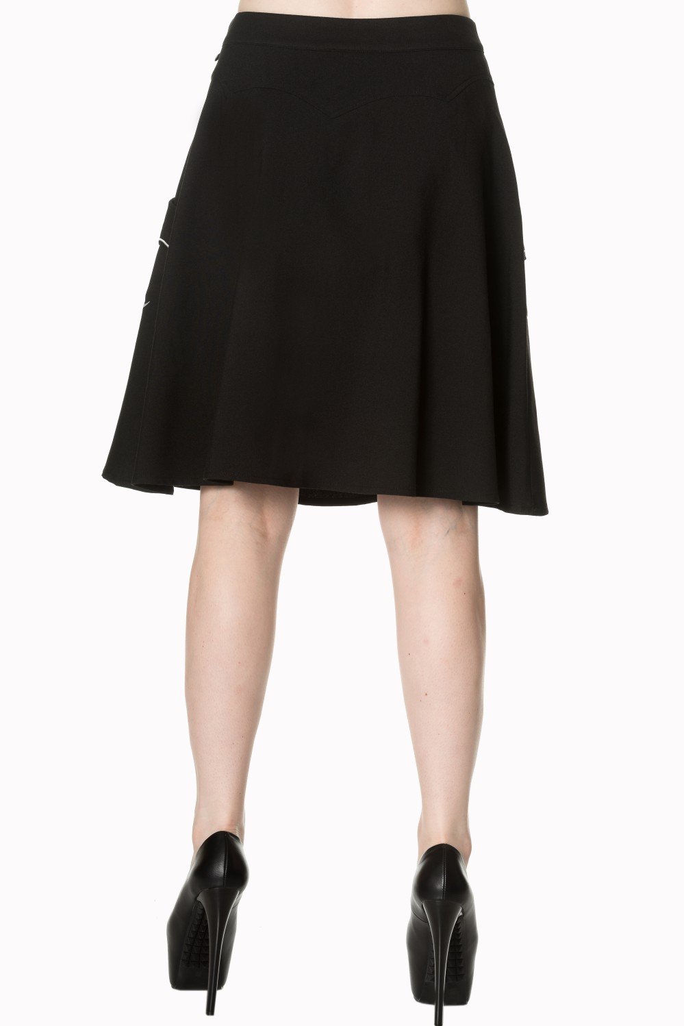 Bottoms XS Batting Eyelids Skater Gothic Bats Black Skirt With Pockets