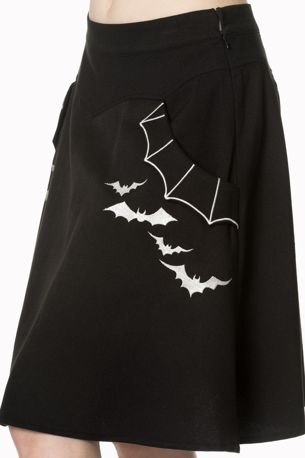 Bottoms XS Batting Eyelids Skater Gothic Bats Black Skirt With Pockets