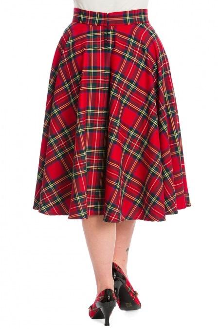 Bottoms Dancing Days Retro 50s Red Tartan Party Swing Skirt