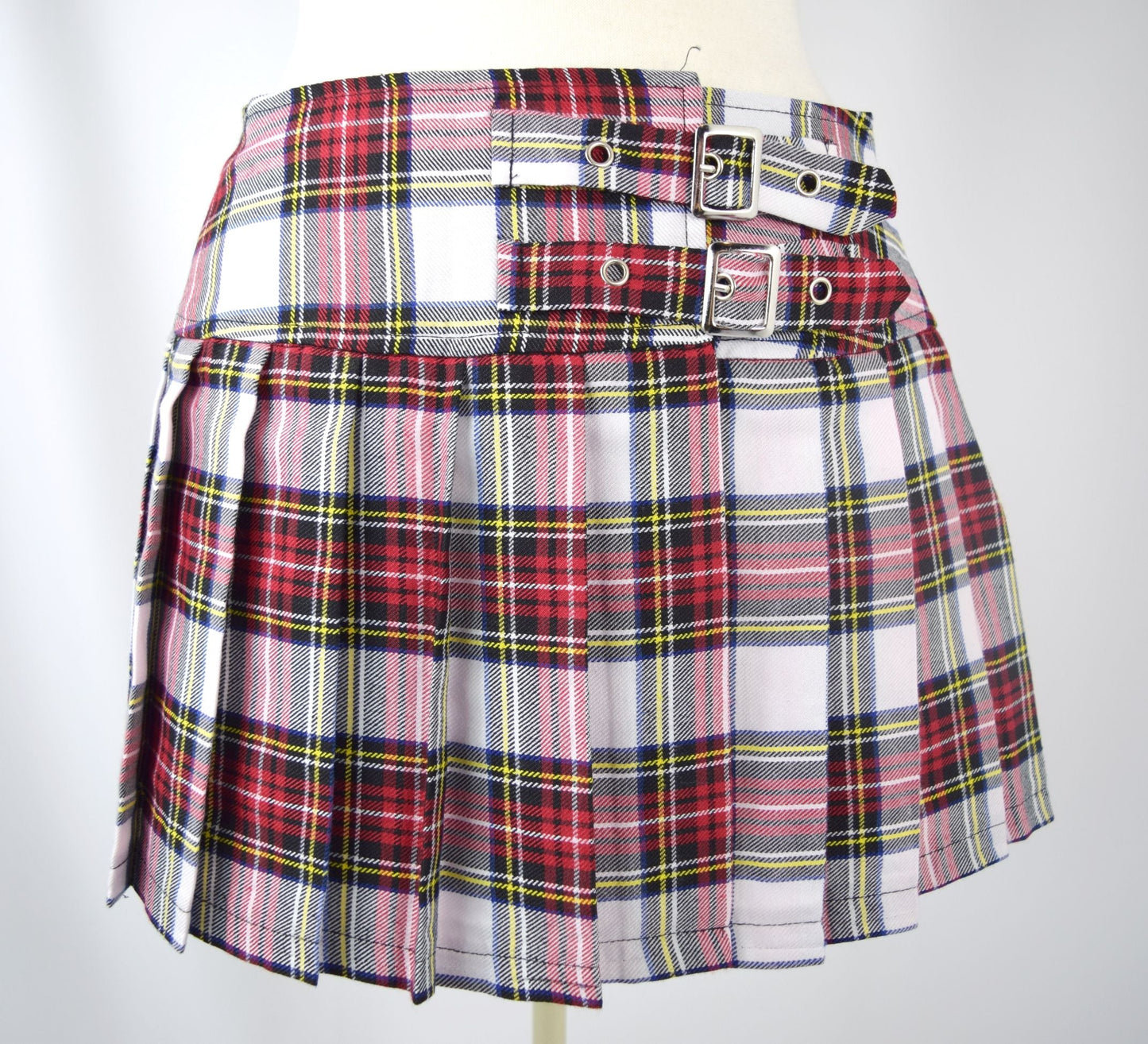 Bottoms Lost Queen Dark Doll Punk Rock Goth White Tartan Plaid Pleated Mini Skirt