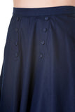 Bottoms Vintage Style High Waist Denim Double Button Panel A Line Midi Skirt