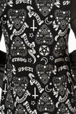 Dresses Witchy Moon Ouija Planchette Kitty Black Chiffon Sleeves with White Collar Mini Dress