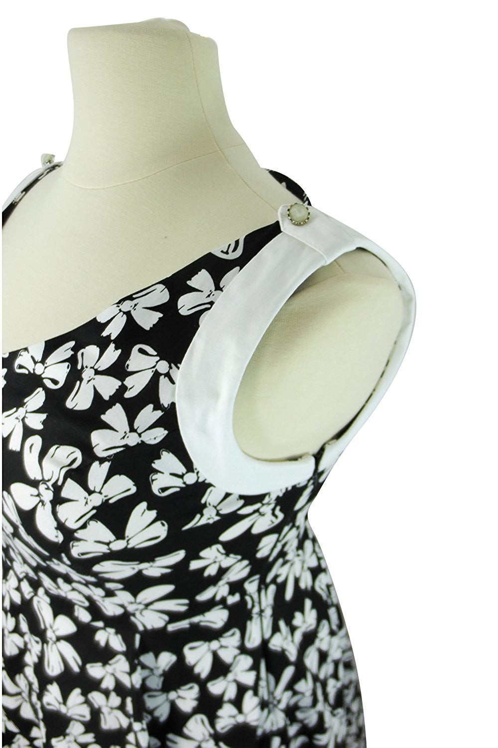 Dresses 60's Vintage Pinup London Mod Black White Bow Print Party Flare Dress plus size