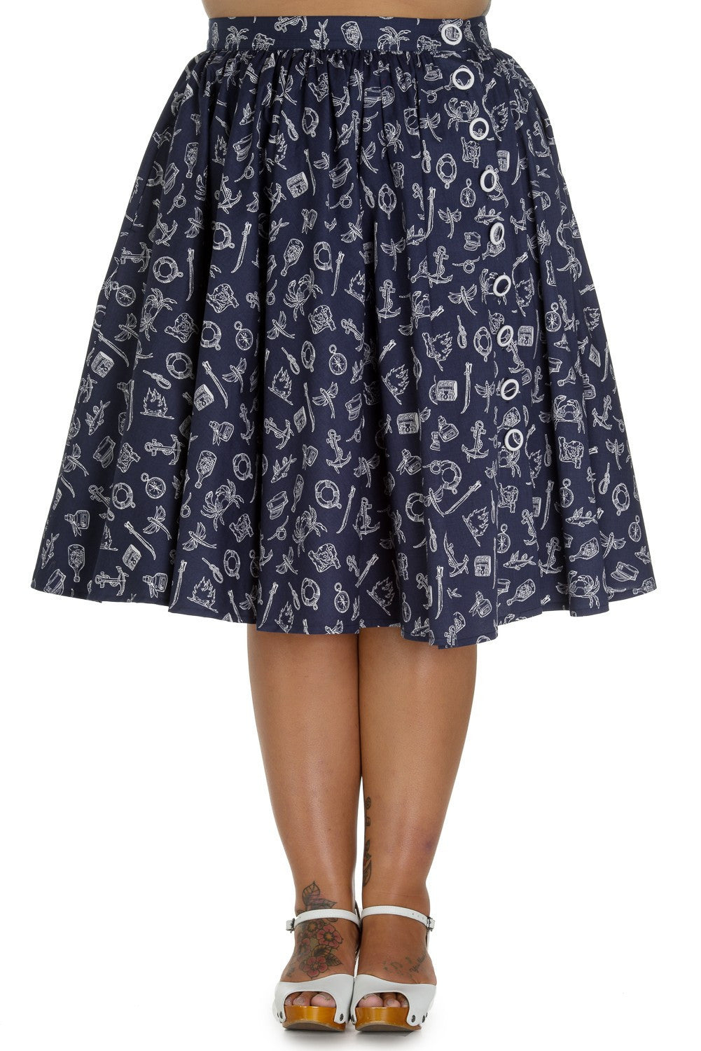 Bottoms 3XL / Navy Hell Bunny 50's Marin Nautical Navy Swing Skirt