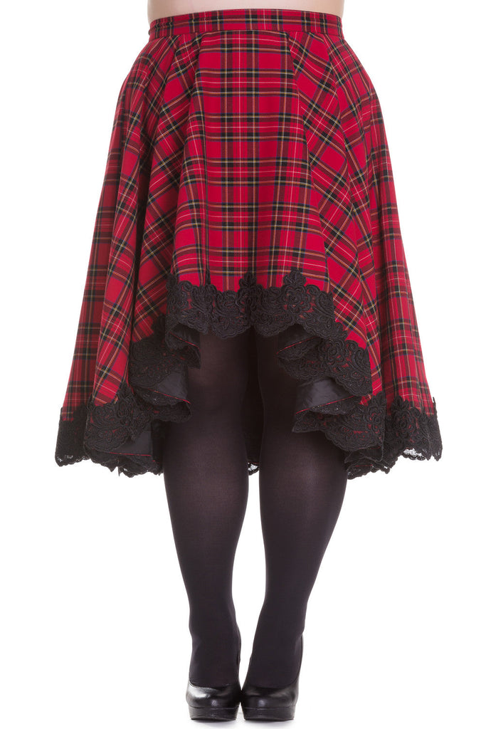 Bottoms Victorian Rock Red Royal Stewart Tartan High-low Flare Circle Skirt