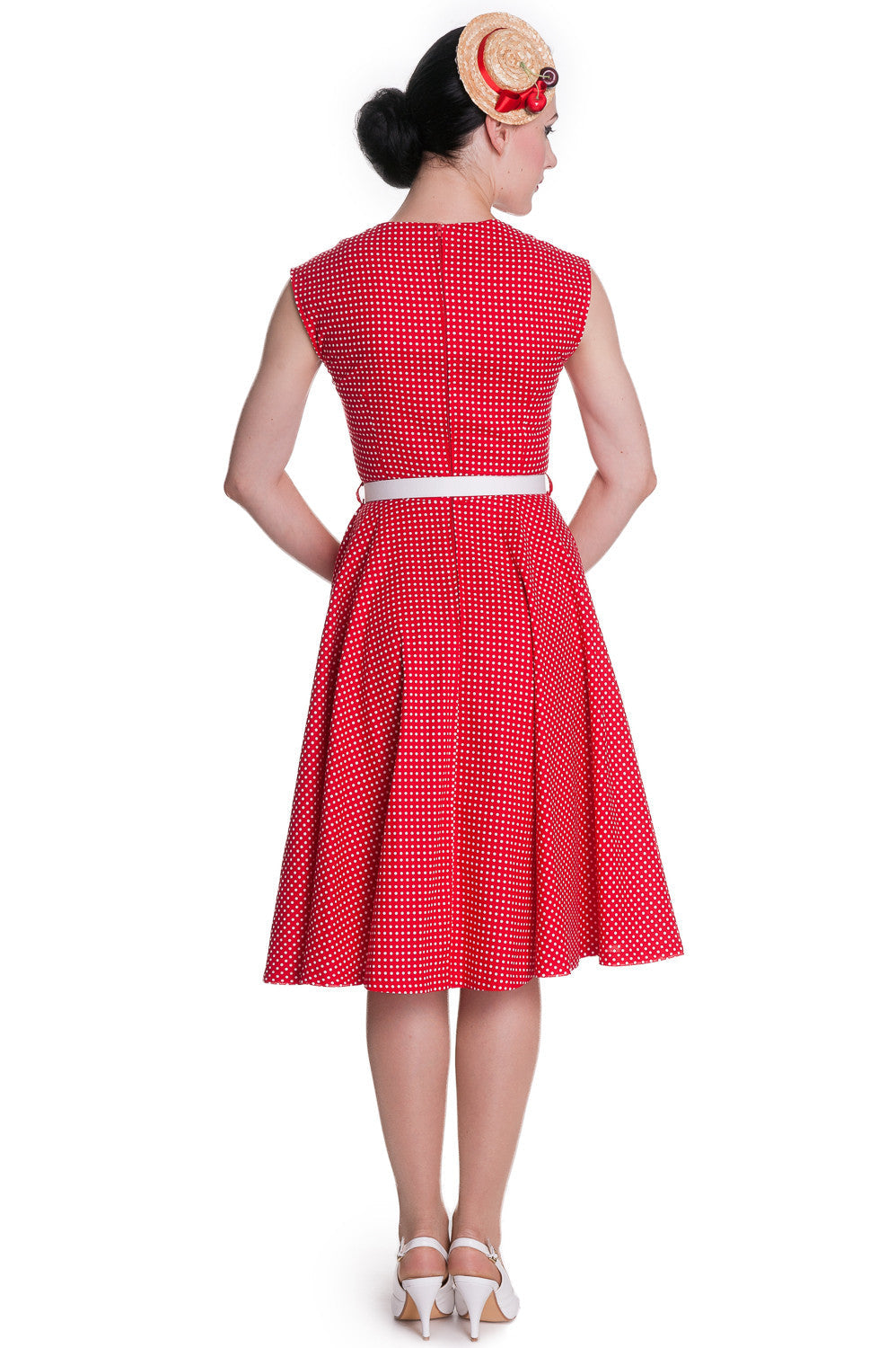 Dresses Hell Bunny 50's Vintage Style Country Girl Polka Dot Square Neck Flare Party Dress