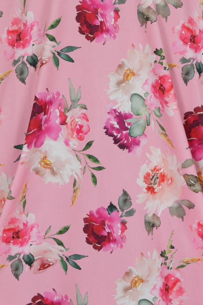 Dresses Hell Bunny Ana Rose Pink Floral V neck A Line Summer Dress