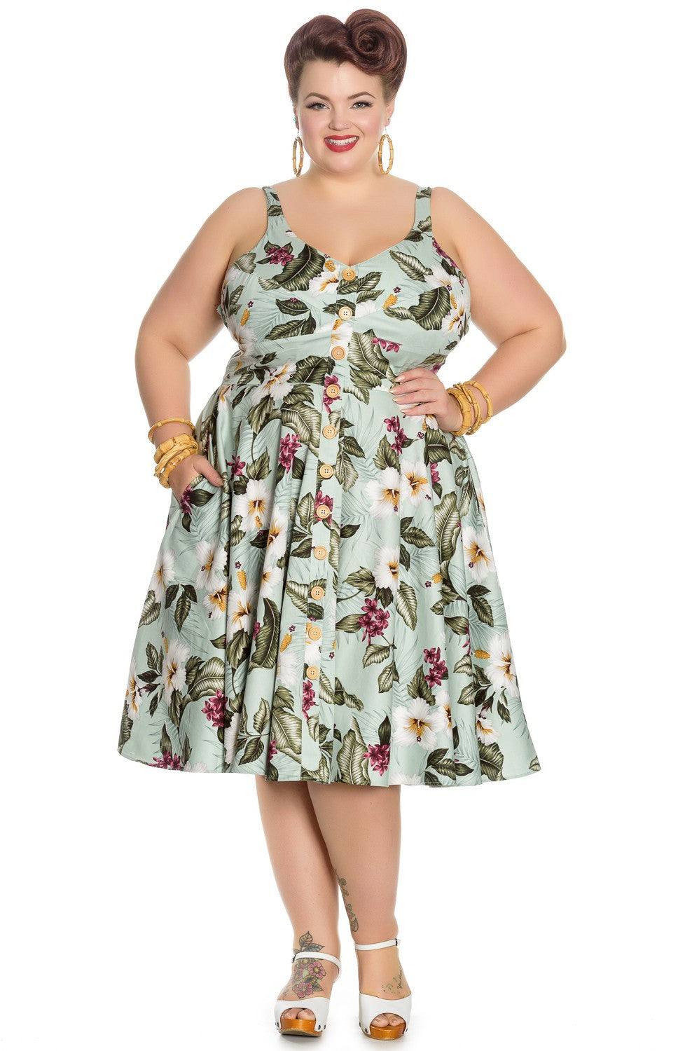 Hell Bunny Tahiti Tropical Floral 50s Vintage Rockabilly Flare Swing P Skelapparel Hell Bunny Tahiti Tropical Floral 50s Vintage Rockabilly Flare Swing P Skelapparel