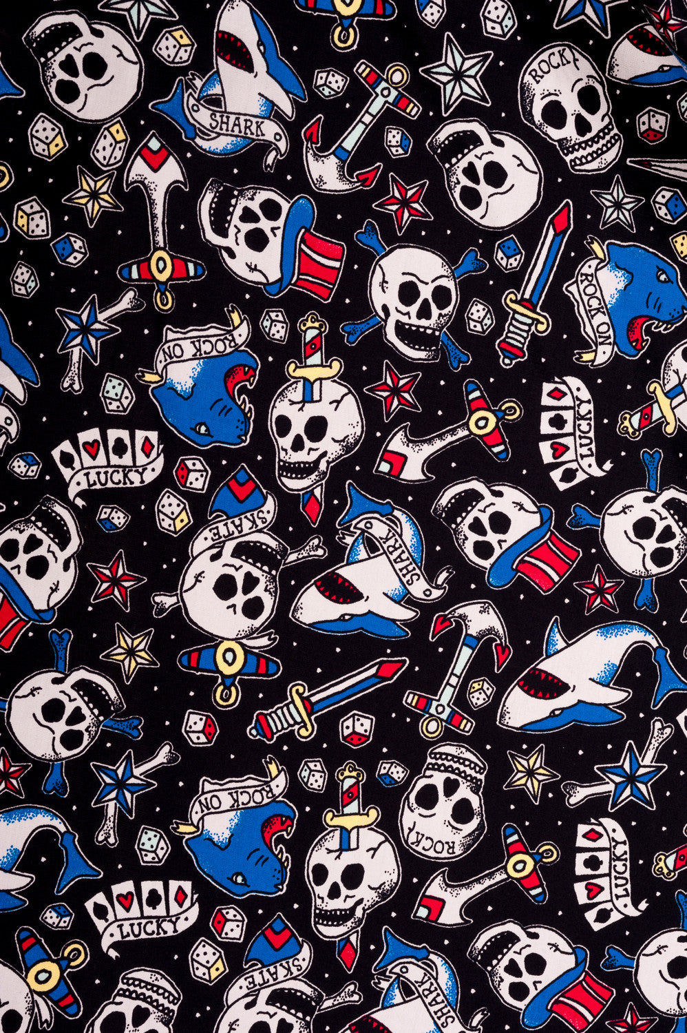 Dresses Rockabilly Pinup Nautical Rock Skull & Shark Party Swing Dress