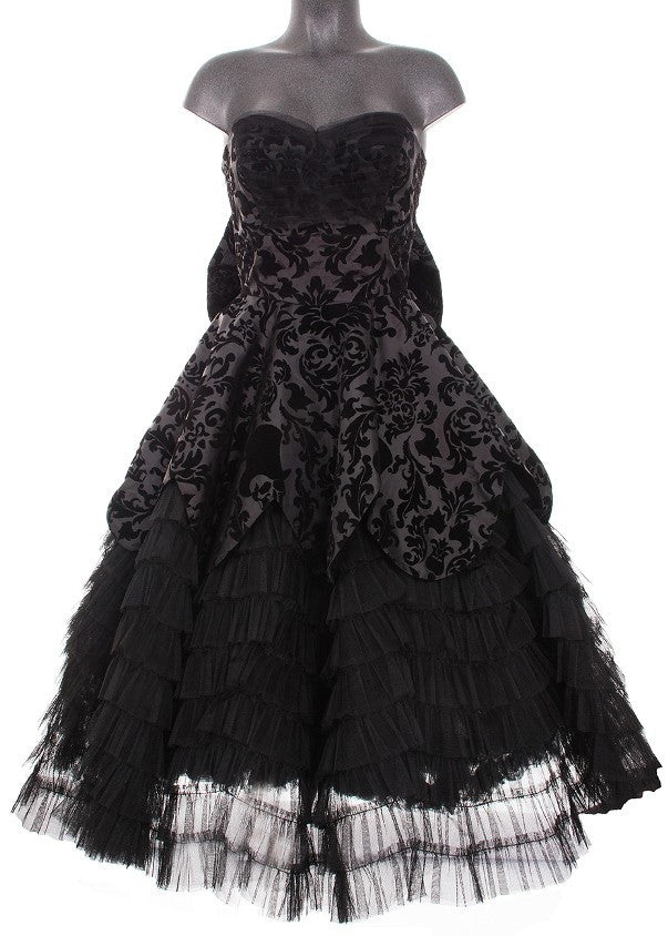Dresses Victorian Gothic Wedding Midnight Ball Black Lace Ruffled Dress